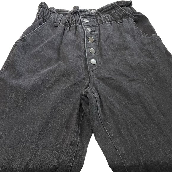 Forever 21 Jeans Womens M Black Paper Bag High Waist Dark Wash Baggy 90s Style - Picture 2 of 6